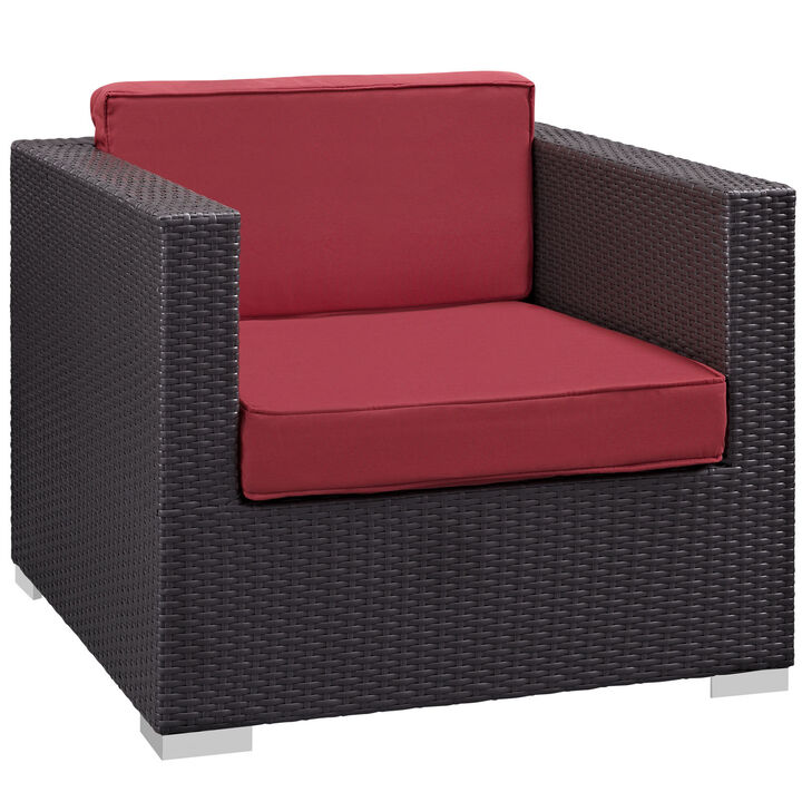 Convene 5 Piece Outdoor Patio Sectional Set - Espresso Red