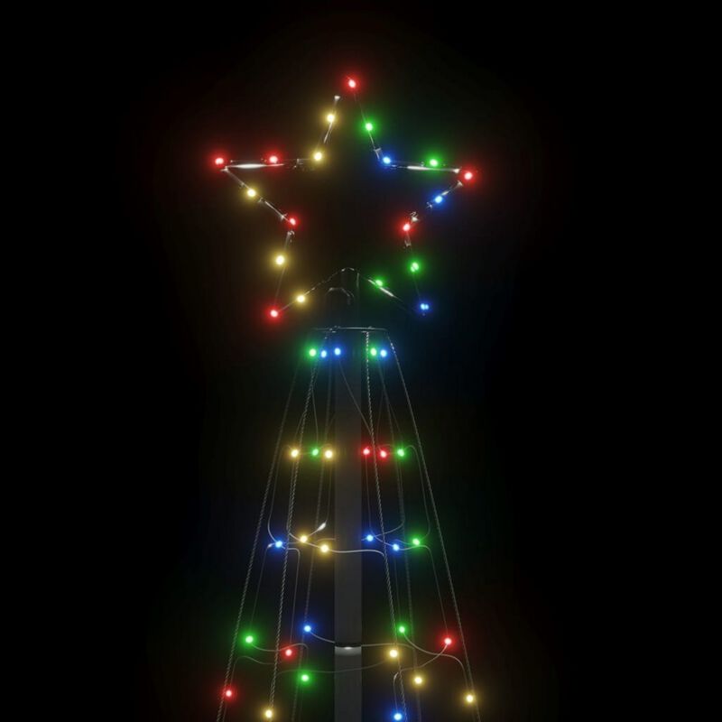 Hiko 6 Foot Lighted Metal Christmas Tree with LED, 8 Multicolor Effect - Benzara