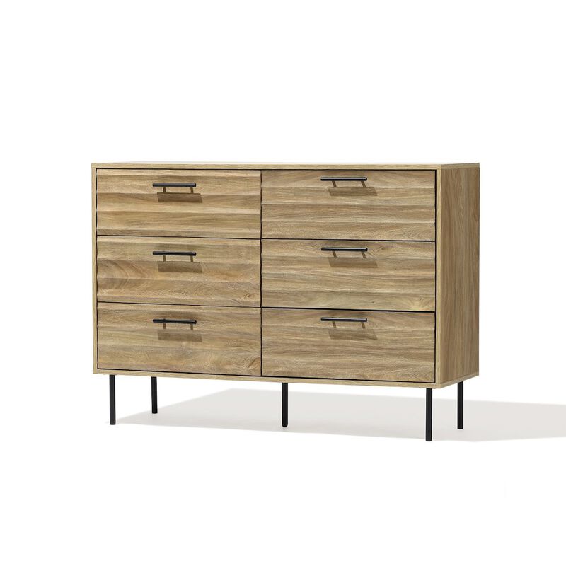 LuxenHome Mid-Century Modern Wave 6-Drawer 47.2-Inch Wide Dresser