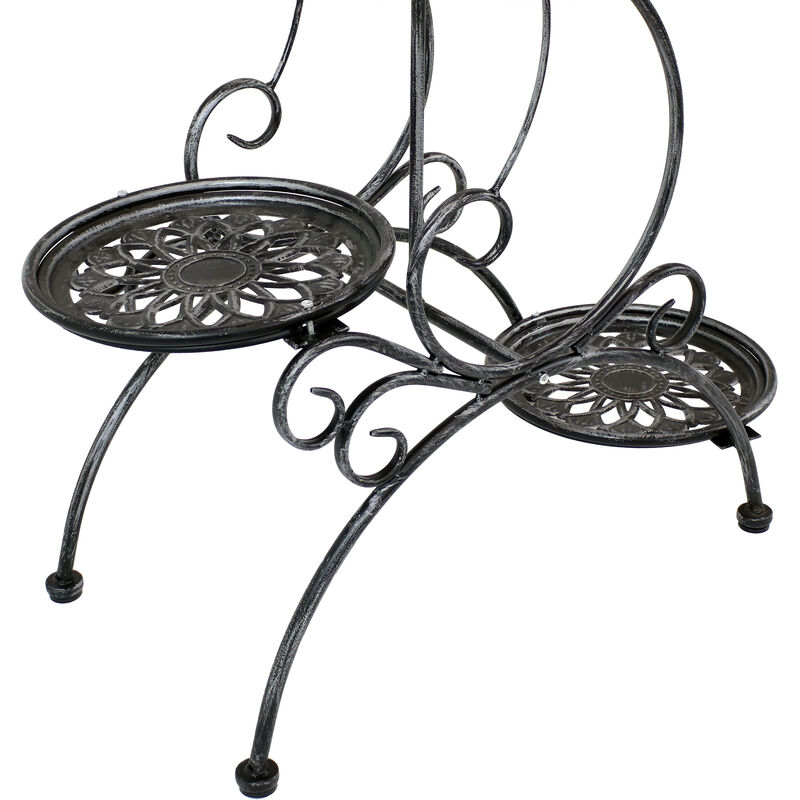 Sunnydaze Dark Gray Steel 3-Tier Victorian Staggered Plant Stand - 31.5 in