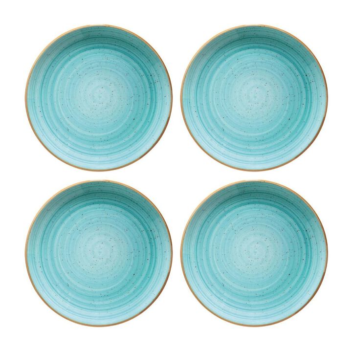 Aqua dia.6.75" Round Blue Porcelain Plate (Set of 4)