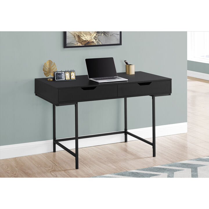 Monarch Specialties I 7556 Computer Desk, Home Office, Laptop, Storage Drawers, 48"L, Work, Metal, Laminate, Black, Contemporary, Modern