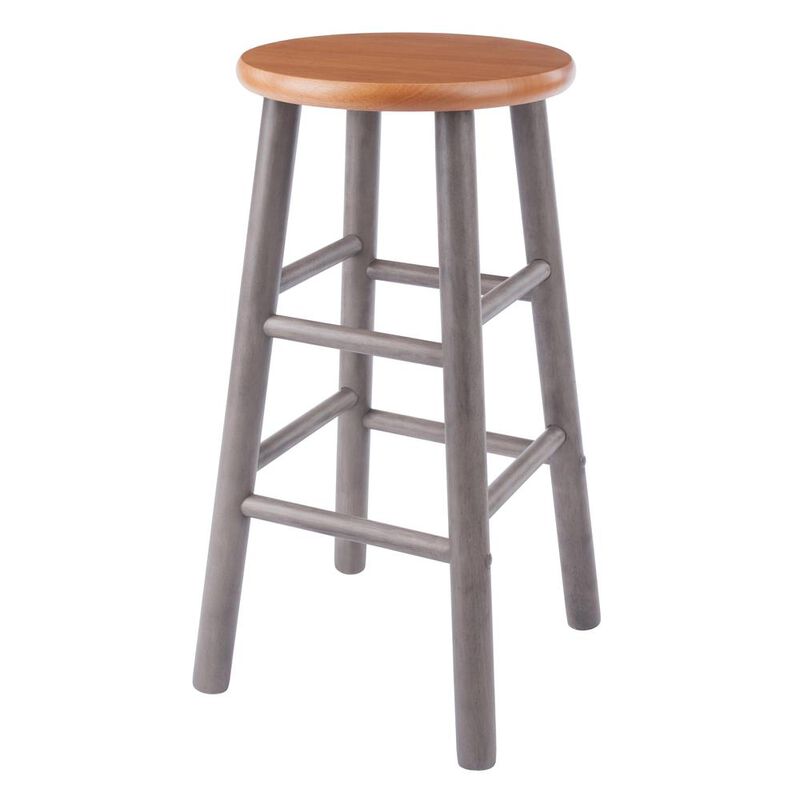 Huxton 2-Pc Counter Stools, 24", Gray & Teak