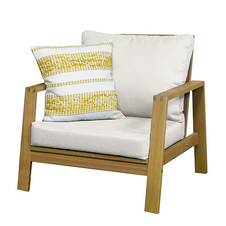 F. Corriveau International - Fuji Outdoor 1-Seater Armchair, Acacia Wood Frame