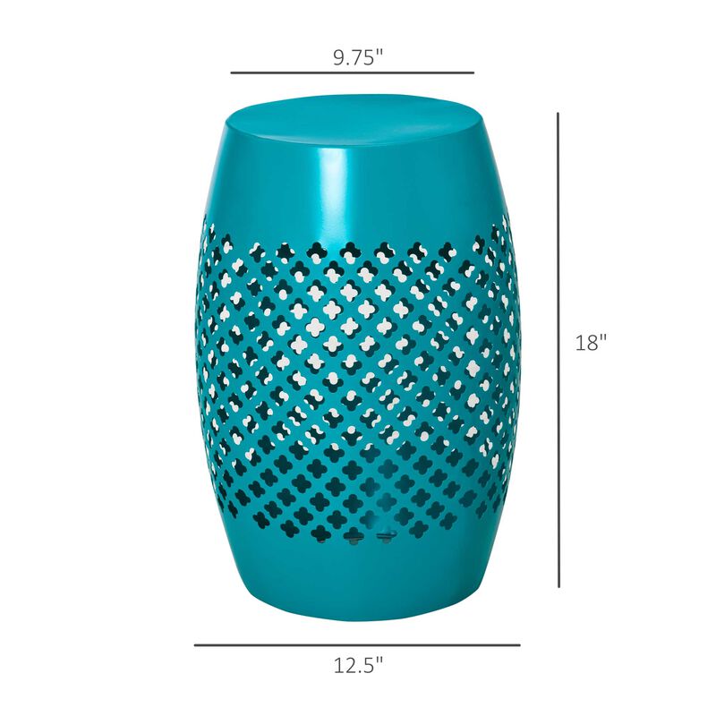 Blue Outdoor Accent: Hollow Drum Steel Patio Side Table