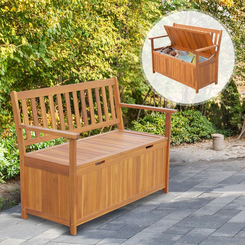 Multipurpose Outdoor Chest: 41 Gallon Teak Deck Box with PE Lining