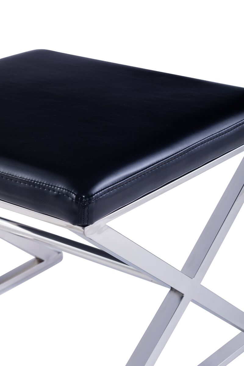 Pasargad Home Luxe Upholstered Bench, White/Chrome