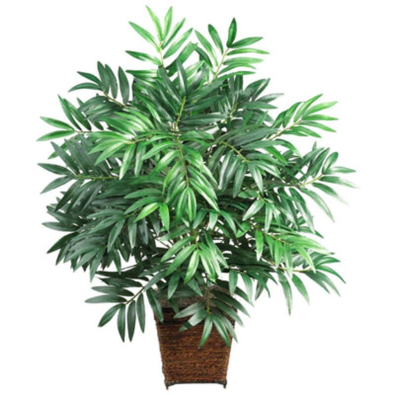 Hivvago Bamboo Palm w/Wood Wicker Basket Silk Plant