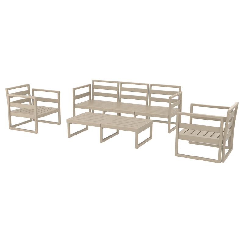 4 Piece Taupe Outdoor Patio Lounge Set with Natural Sunbrella Cushion 78.75"