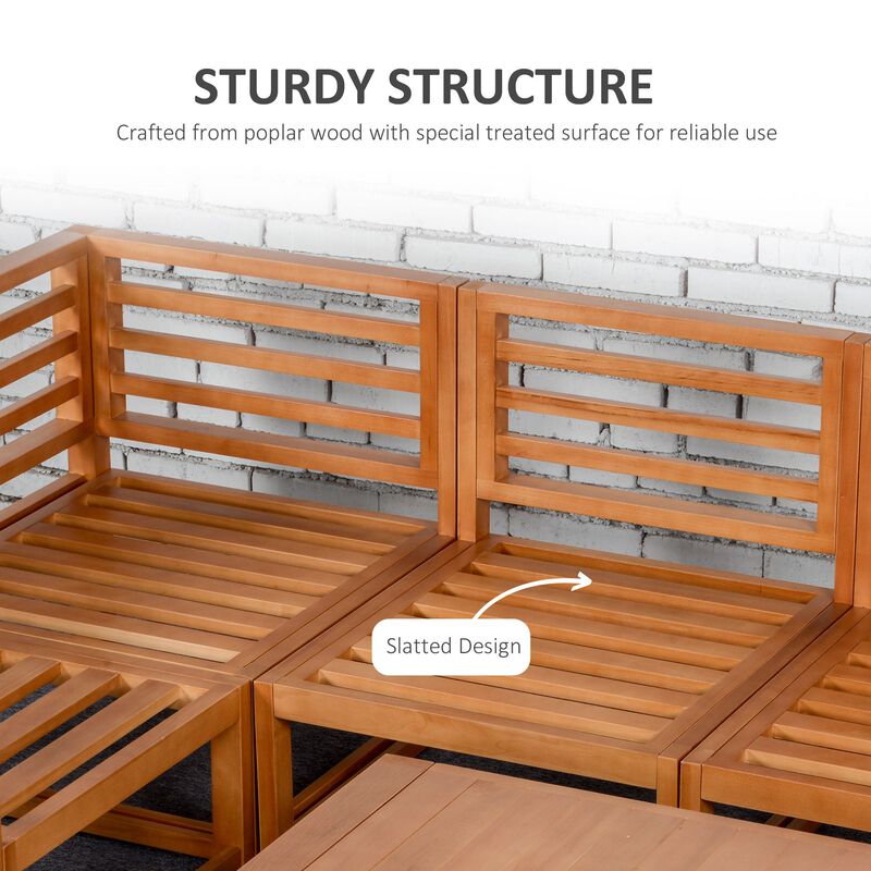 Grey Garden Conversation: 5-Seater Wood Outdoor Sectional Set