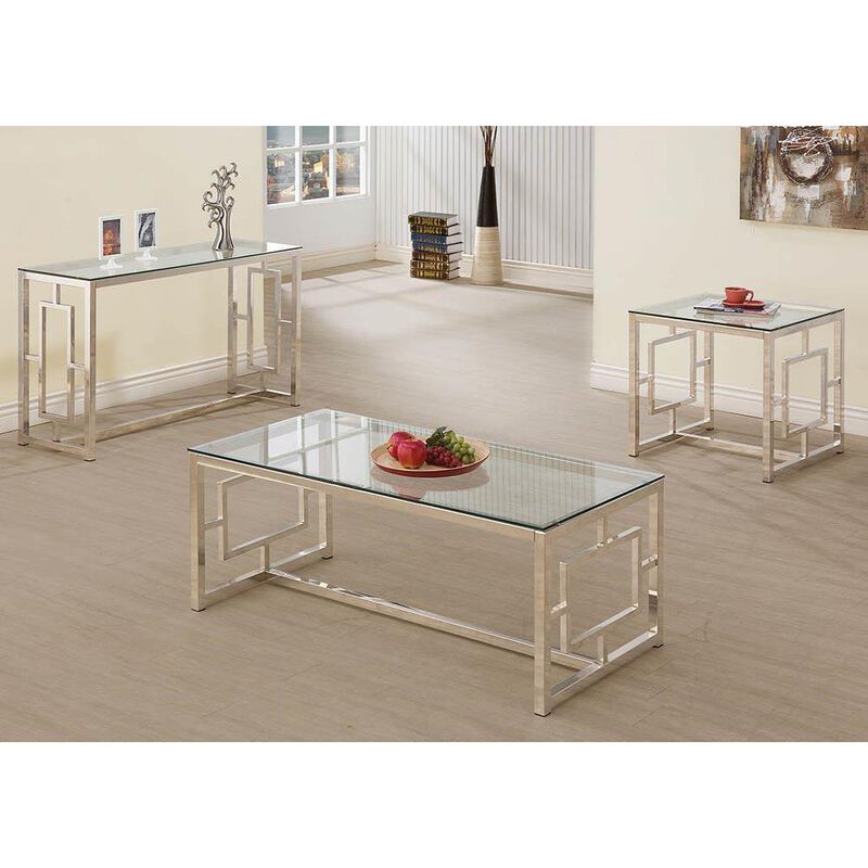 Merced Rectangle Glass Top Coffee Table Nickel