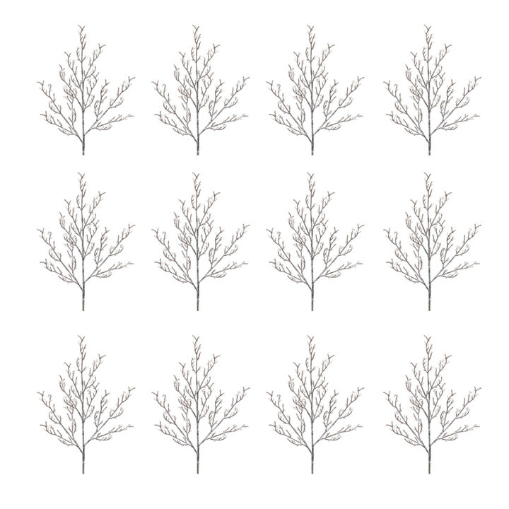 Set of 12 Flocked Ice Branches – 32 Inch Artificial Glittering Branches
