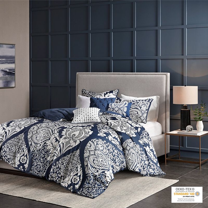 Gracie Mills Muriel Damask Delight 6-Piece Duvet Cover Set
