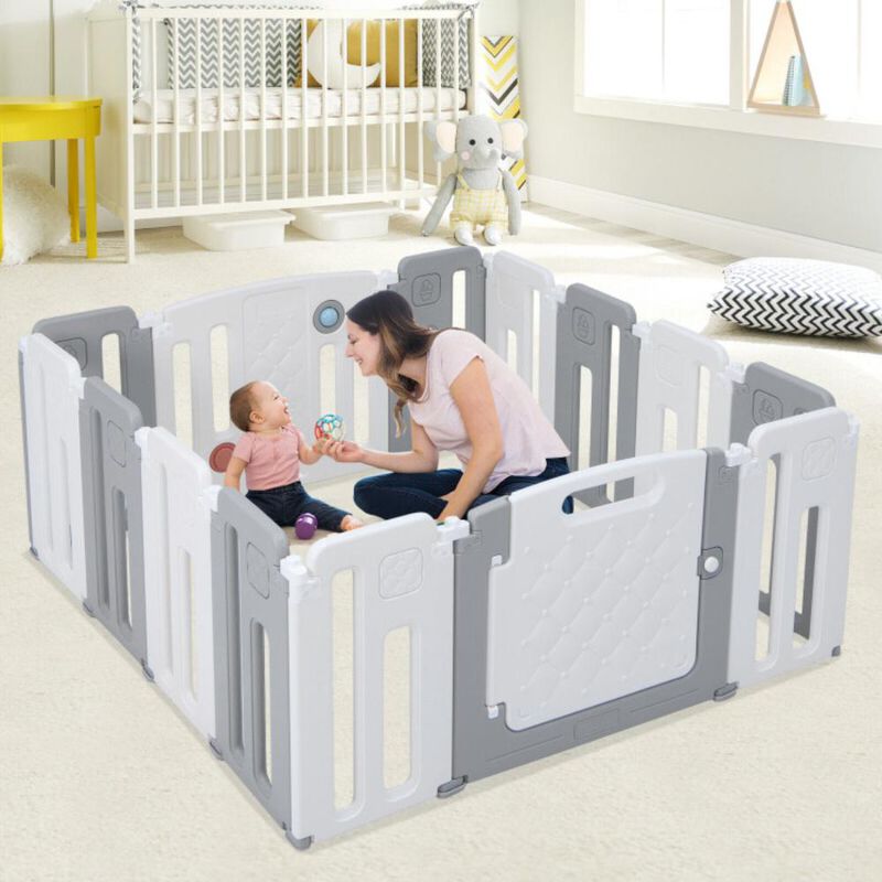 Hivvago 14 Panels Kids Safety Activity Play Center with Drawing Board