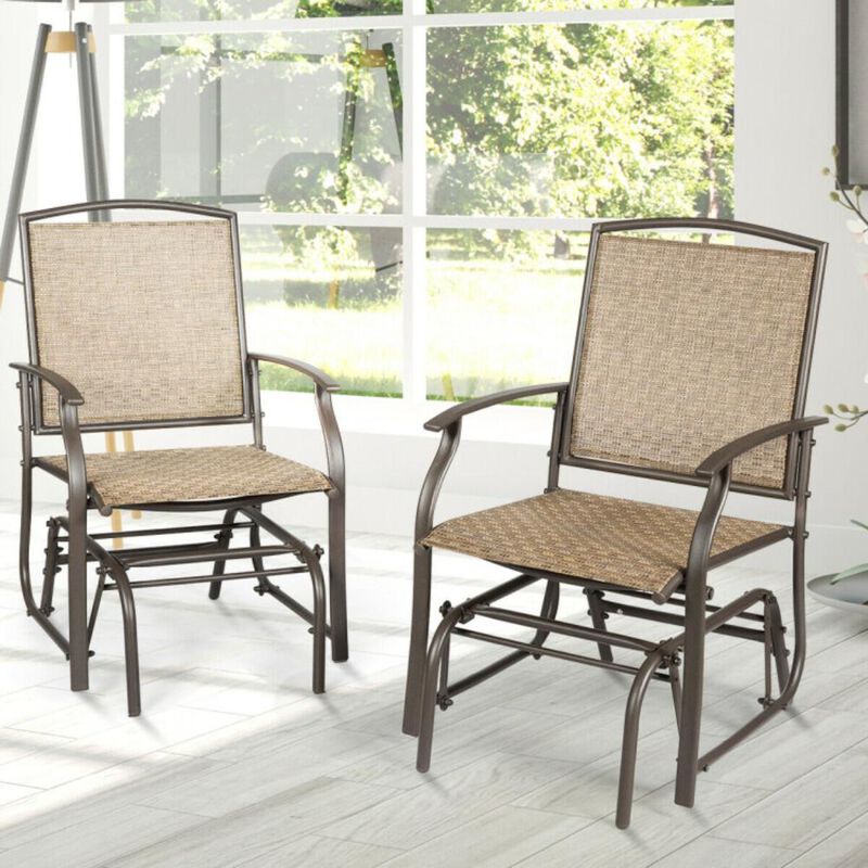 Hivvago 2 Pieces Patio Swing Single Glider Chair Rocking Seating