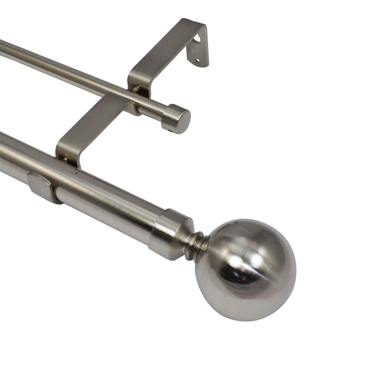 Imperial Ball Double Curtain Rod Set, Adjustable Length from 72" to 144"