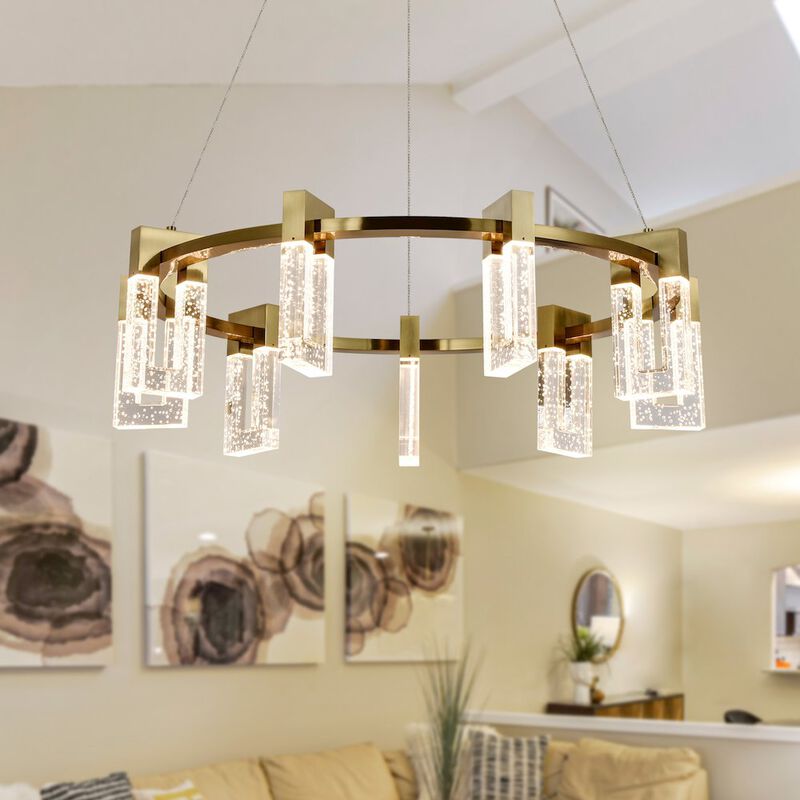 VONN Lighting 9-Light Pendant Lighting Height Adjustable Integrated LED Circular Chandelier