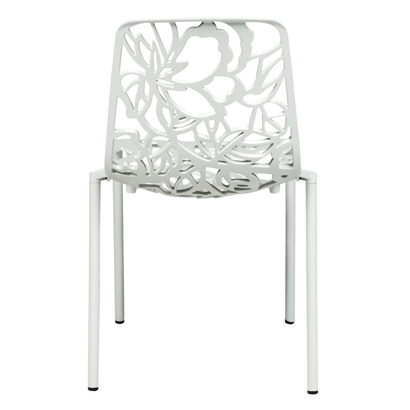 LeisureMod Devon Modern Aluminum Outdoor Dining Chair set of 2 in Red
