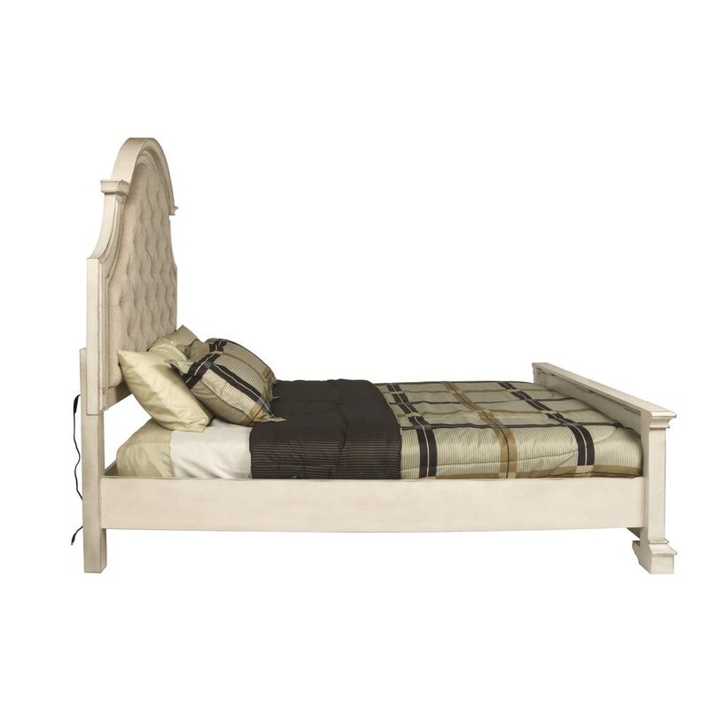 New Classic Furniture Furniture Anastasia Traditional Wood Queen Bed in Ant White