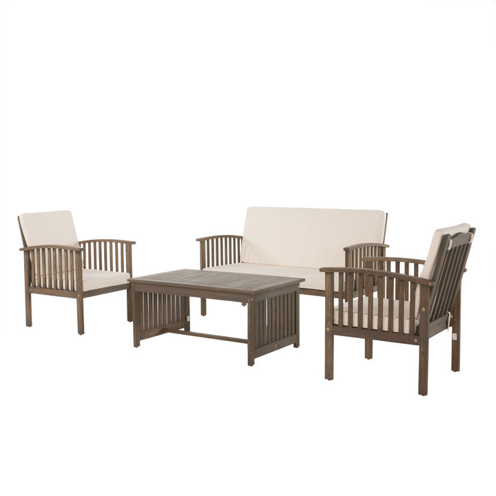 Merax Acacia Wood Sofa Table Set Outdoor Patio Chat Set