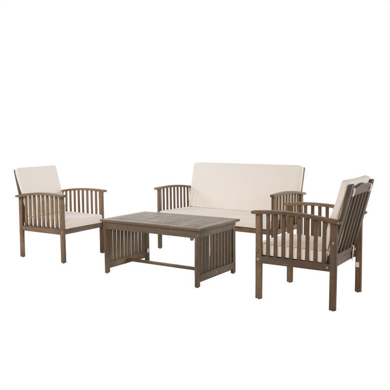 Merax Acacia Wood Sofa Table Set Outdoor Patio Chat Set