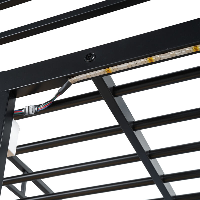 Merax Metal Loft Bed with Storage  and Wardrobe
