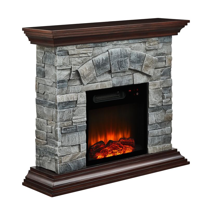 FESVITO 40 in. Faux Stone Freestanding Electric Fireplace