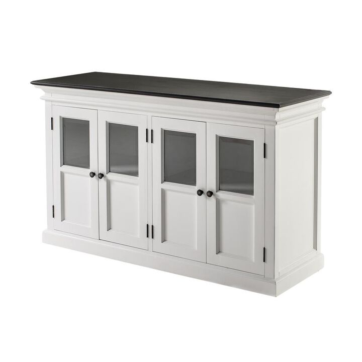Belen Kox Two-Tone Classic White and Black Buffet with Beveled Glass Doors, Belen Kox