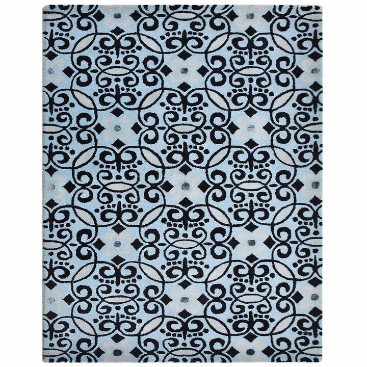 RUGSOTIC CARPETS HAND TUFTED WOOL ECO-FRIENDLY AREA RUGS  - 5'x7'6'', Rectangle Shape, Beige & Black, Contemporary Modern Design, High Pile Handmade Area Rugs for Living Room, Bed Room (K03083)