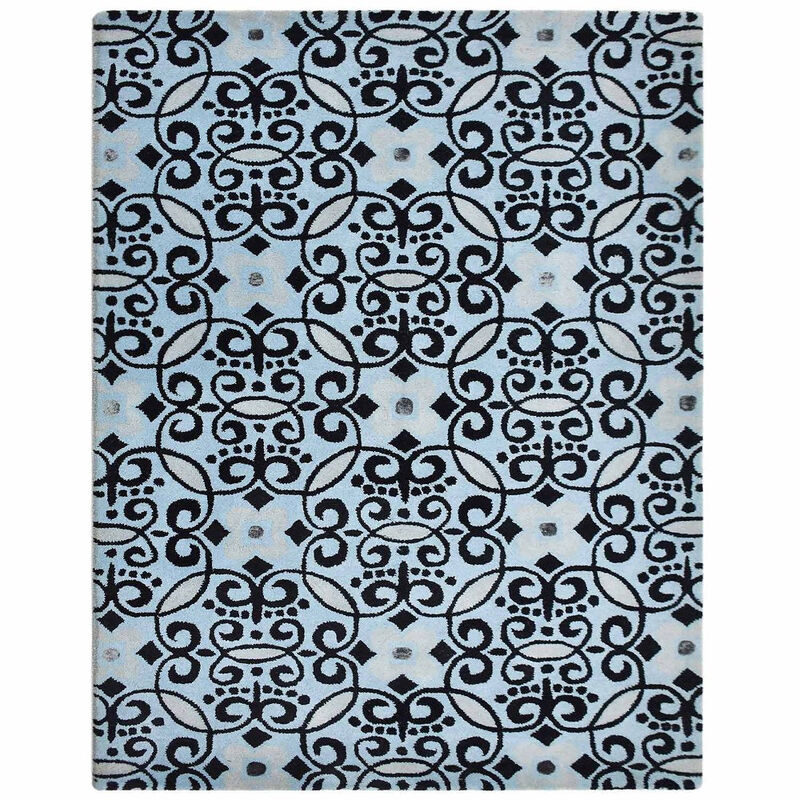 RUGSOTIC CARPETS HAND TUFTED WOOL ECO-FRIENDLY AREA RUGS  - 5'x7'6'', Rectangle Shape, Beige & Black, Contemporary Modern Design, High Pile Handmade Area Rugs for Living Room, Bed Room (K03083)