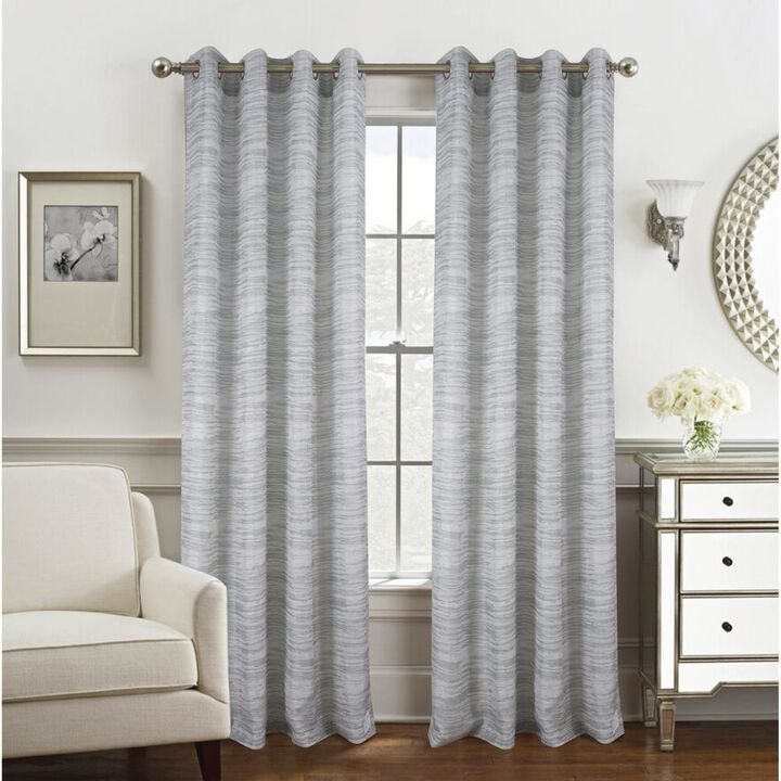 Olivia Gray Tropez Two Tone Jacquard Single Grommet Curtain Panel Pair - 54x84", Sage