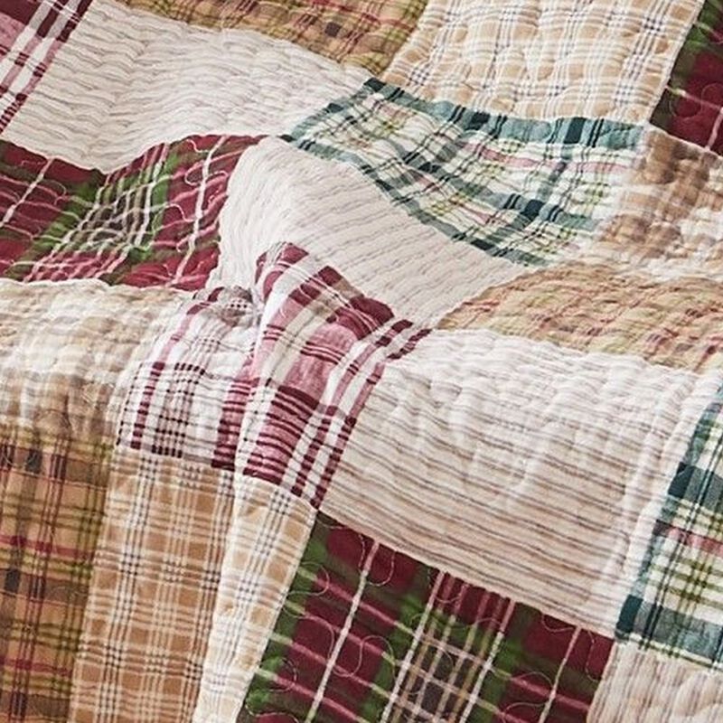 Evi 50 x 60 Inch Quilted Patchwork Throw Blanket, Soft Multicolor Cotton - Benzara