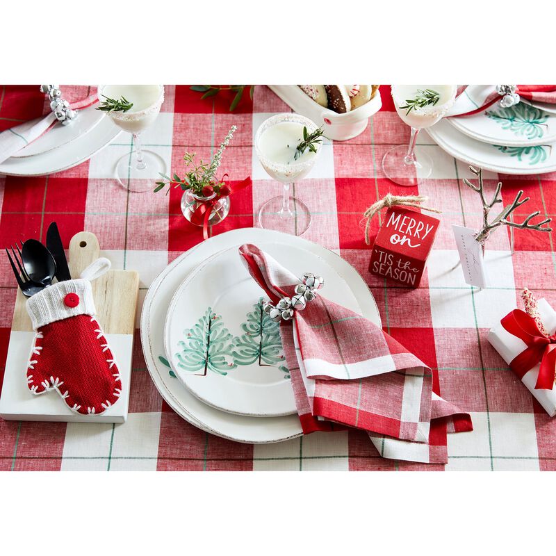 Solino Home 100% Pure Linen Table Runner 14 x 108 Inch | Very Merry Plaid