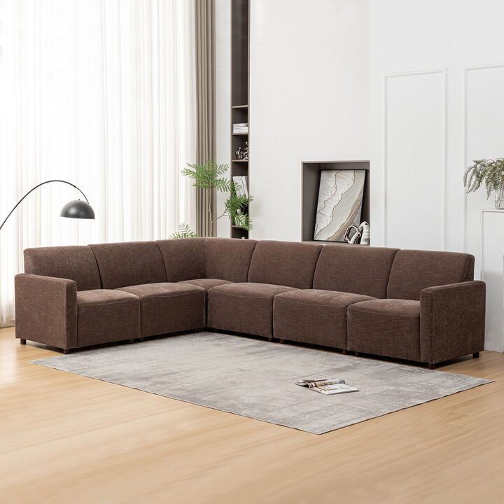 Duvall 6 Piece Modular Sofa -  Brown
