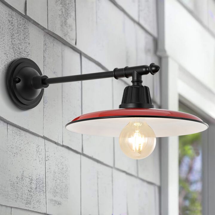 Bonner Farmhouse Industrial Indoor/Outdoor Iron LED Victorian Arm Outdoor Sconce