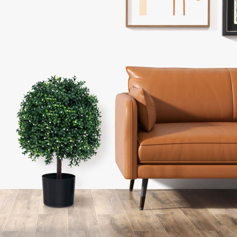 Hivvago Artificial Boxwood Topiary Ball Tree Faux Bushes Ball Plants with UV Rated Leaves