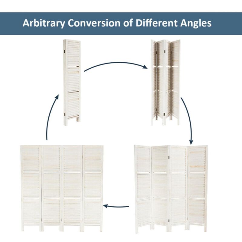 Hivvago 4 Panel Folding Room Divider Screen with 3 Display Shelves