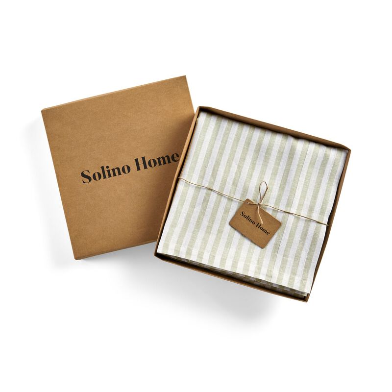 Solino Home 100% Pure Linen Tablecloth | Amalfi Stripe