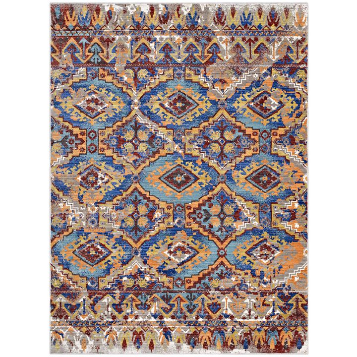 Centehua Distressed Southwestern Aztec 5x8 Area Rug - Multicolored