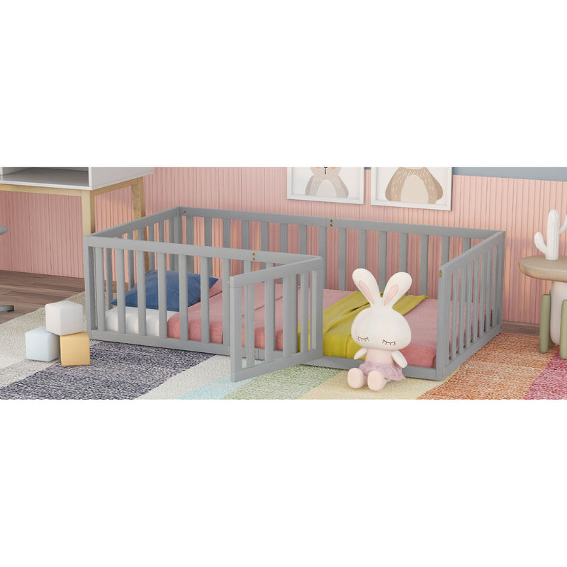 Twin Size Wood Daybed Frame With Fence