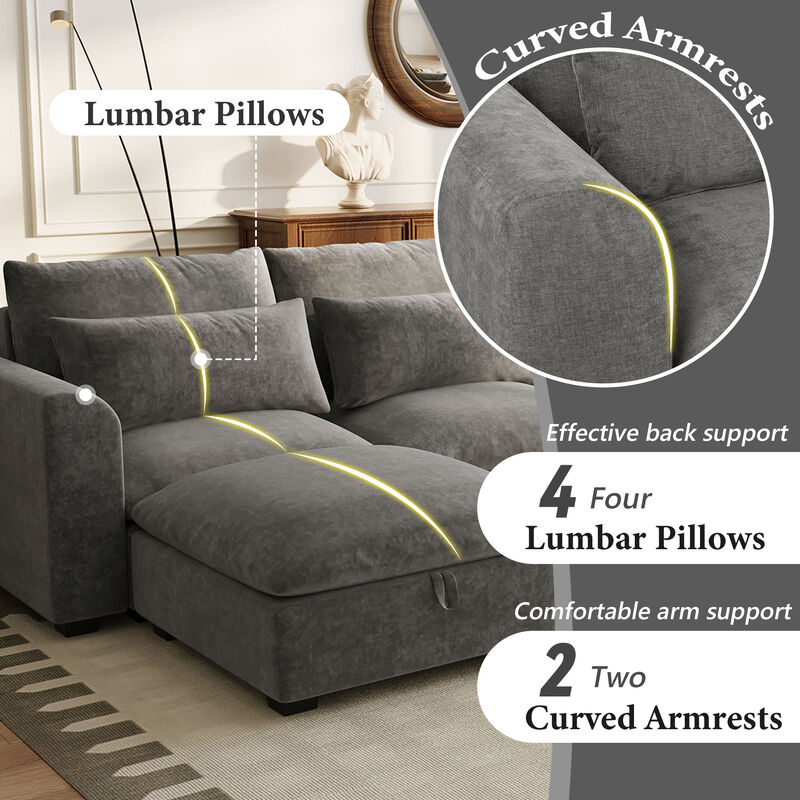 Merax Modular Corner Sofa with 2 Ottomans