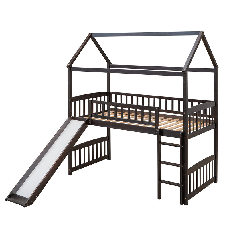Merax House Bed Loft Bed with Slide