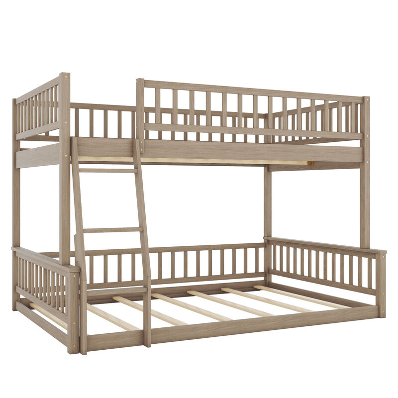 Merax Full XL over Queen Bunk Bed with Ladder and Guardrails