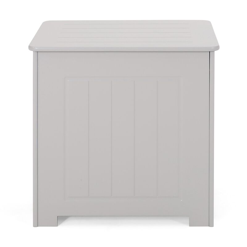 Tomo Laundry Hamper Bathroom Cabinet, Flip Top Storage, Gray - Benzara