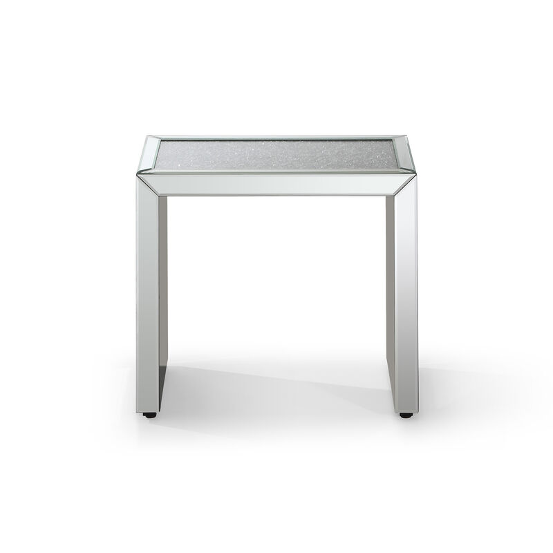 Decor 19.7 in. Silver Rectangle Glass Top Nesting End Table (3 Pieces)