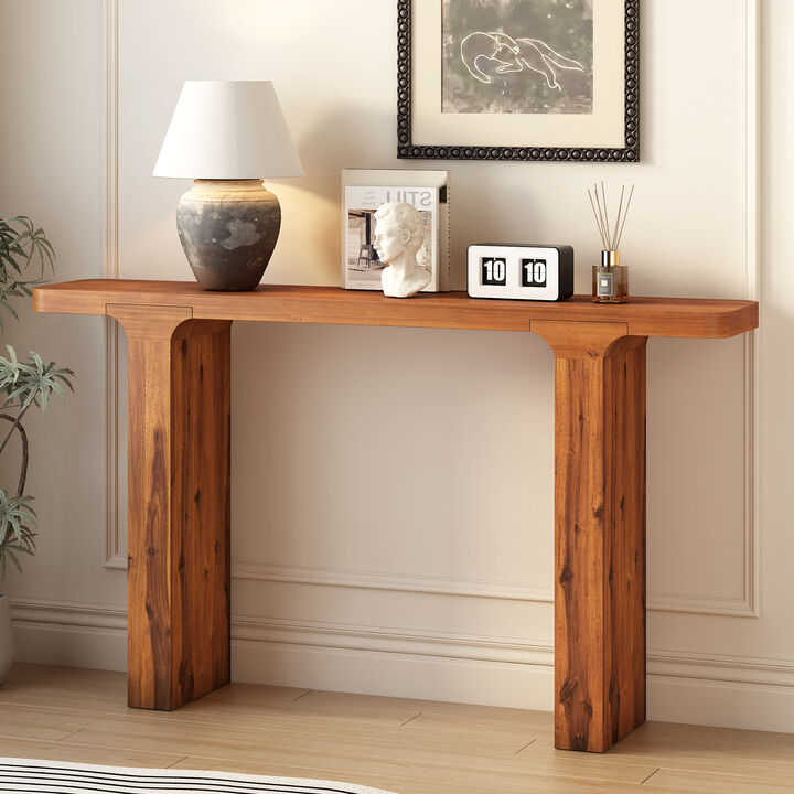 Merax Elegant Acacia Veneer Entryway Console Table