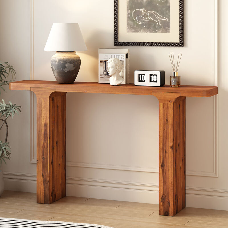 Merax Elegant Acacia Veneer Entryway Console Table