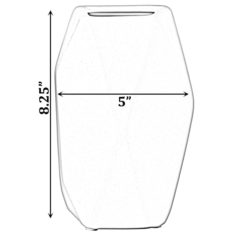 8" H Decorative Ceramic Multi Paned Vase, Modern Style Centerpiece Table Vase White, Medium