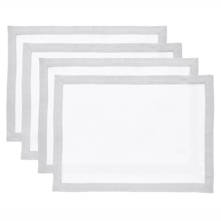 Solino Home 100% Pure Linen Placemats 14 x 19 Inch Set of 4 | Classic