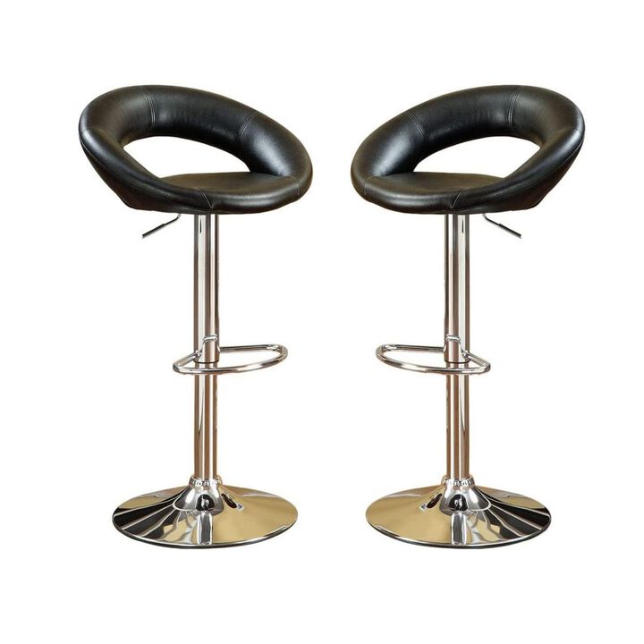 Adjustable Height Swivel Chairs Set, Faux Leather, Chrome Base
